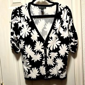 Women’s sweater, black and white, floral
